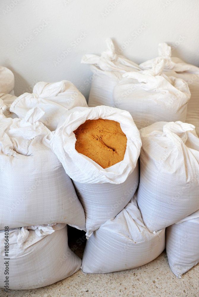 Sandbags, building materials