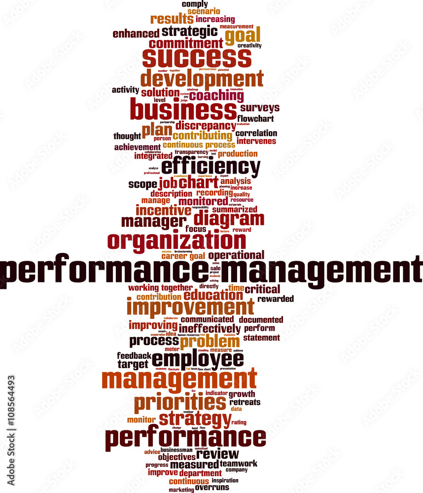 Obraz premium Performance management word cloud concept. Vector illustration