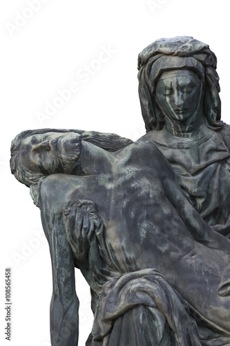 Bronze statue of Virgin Mary holding the body of Jesus Christ.