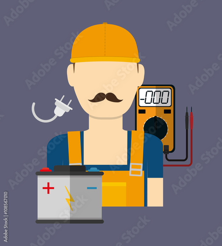 Electric technician man, vector illustration