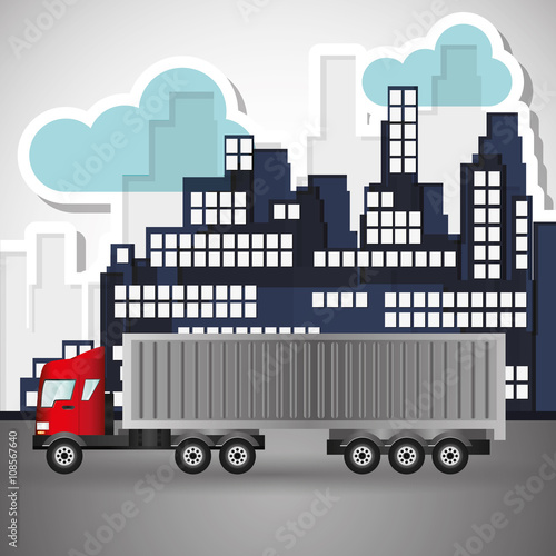 Truck graphic design   editable graphic  industrial transport machine concept