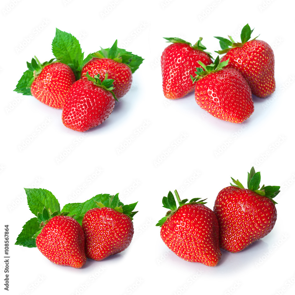 set from strawberry berries. isolated on white set from strawberry berries. isolated on white