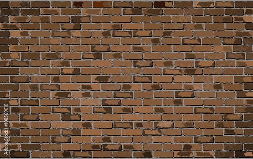 Brown brick wall - Illustration, 
Shades of brown brick wall vector, 
Seamless realistic Light And Dark brown colour brick wall, 
Abstract grunge vector illustration