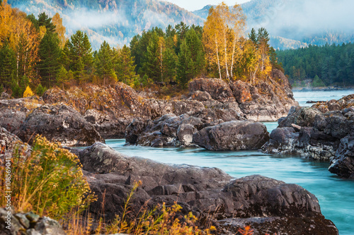 Beautiful landscape with river in autumn 