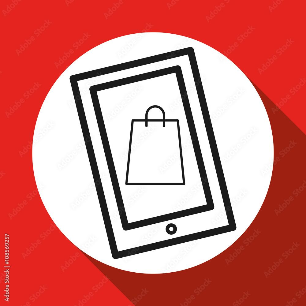 Buy online over white background, mobile icon Buy online over white background, mobile icon