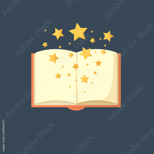 Magic book of spells open flat icon