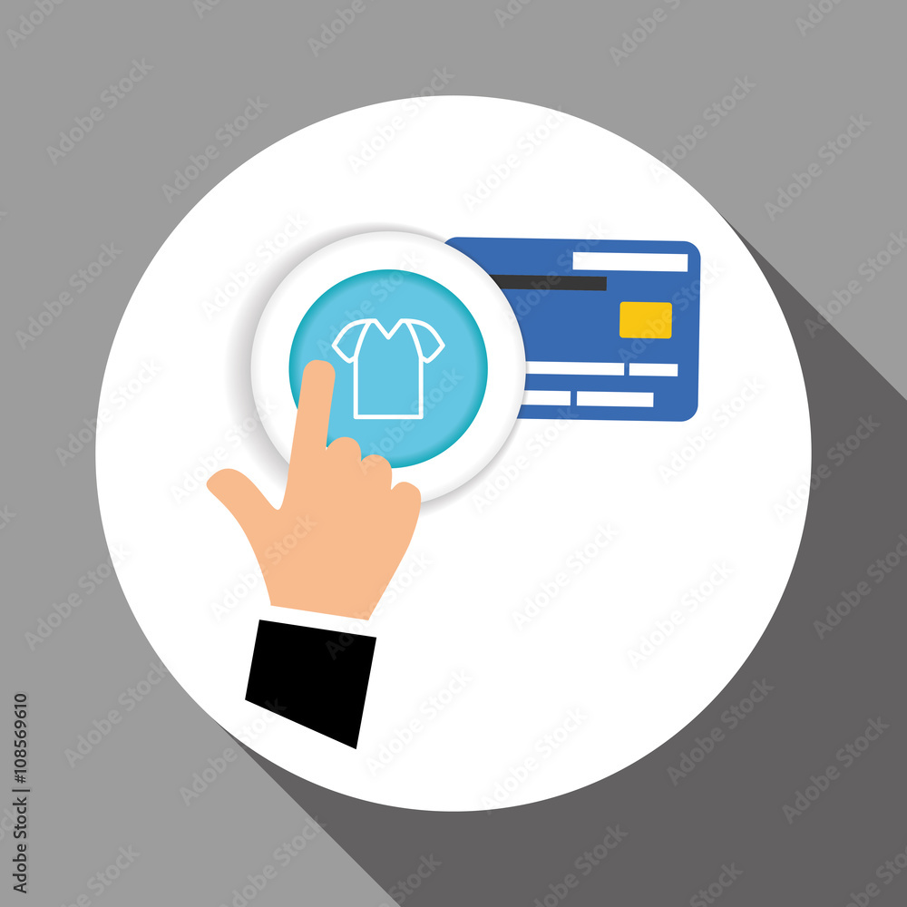 Buy online over white background, credit card design Buy online over white background, credit card design