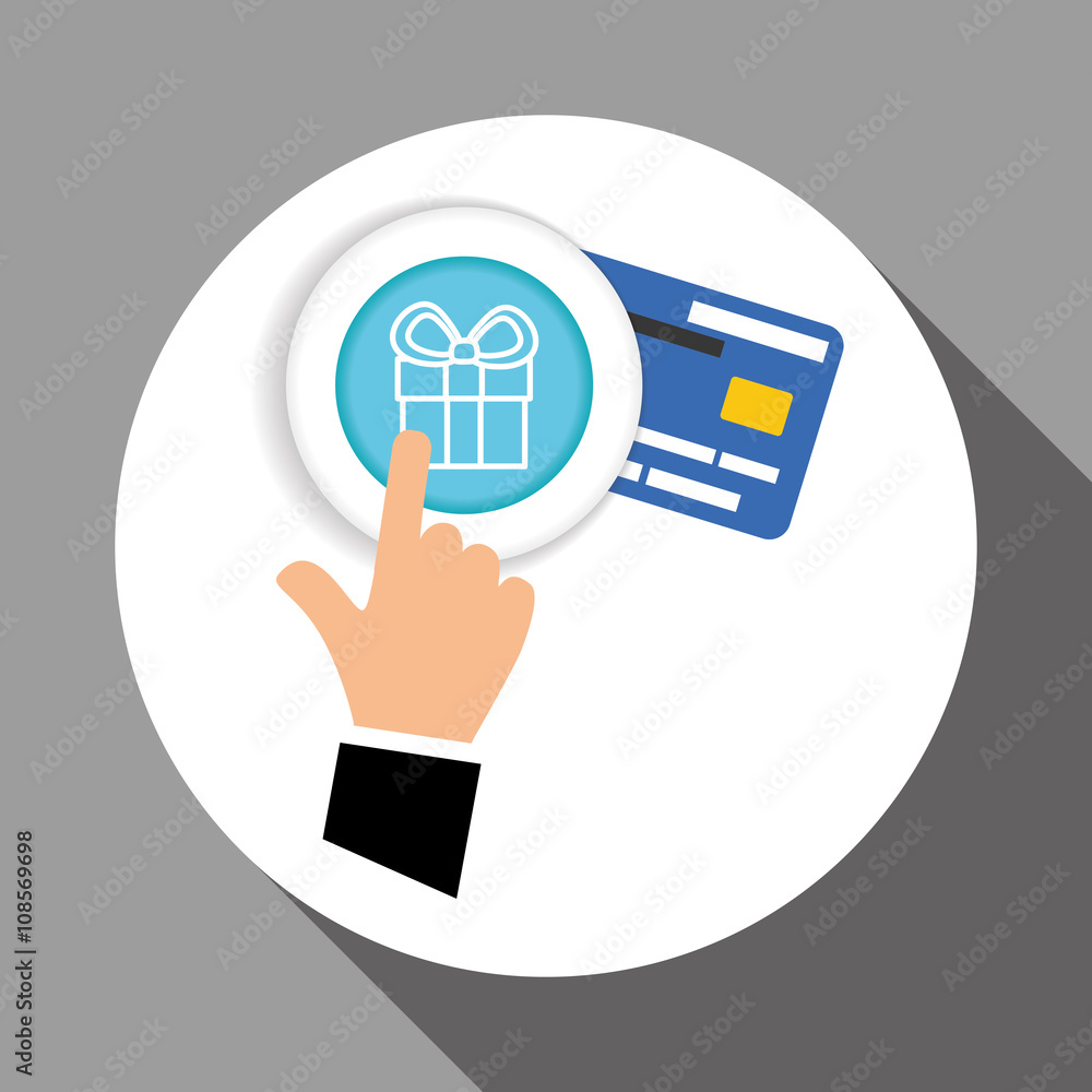 Buy online over white background, credit card design Buy online over white background, credit card design
