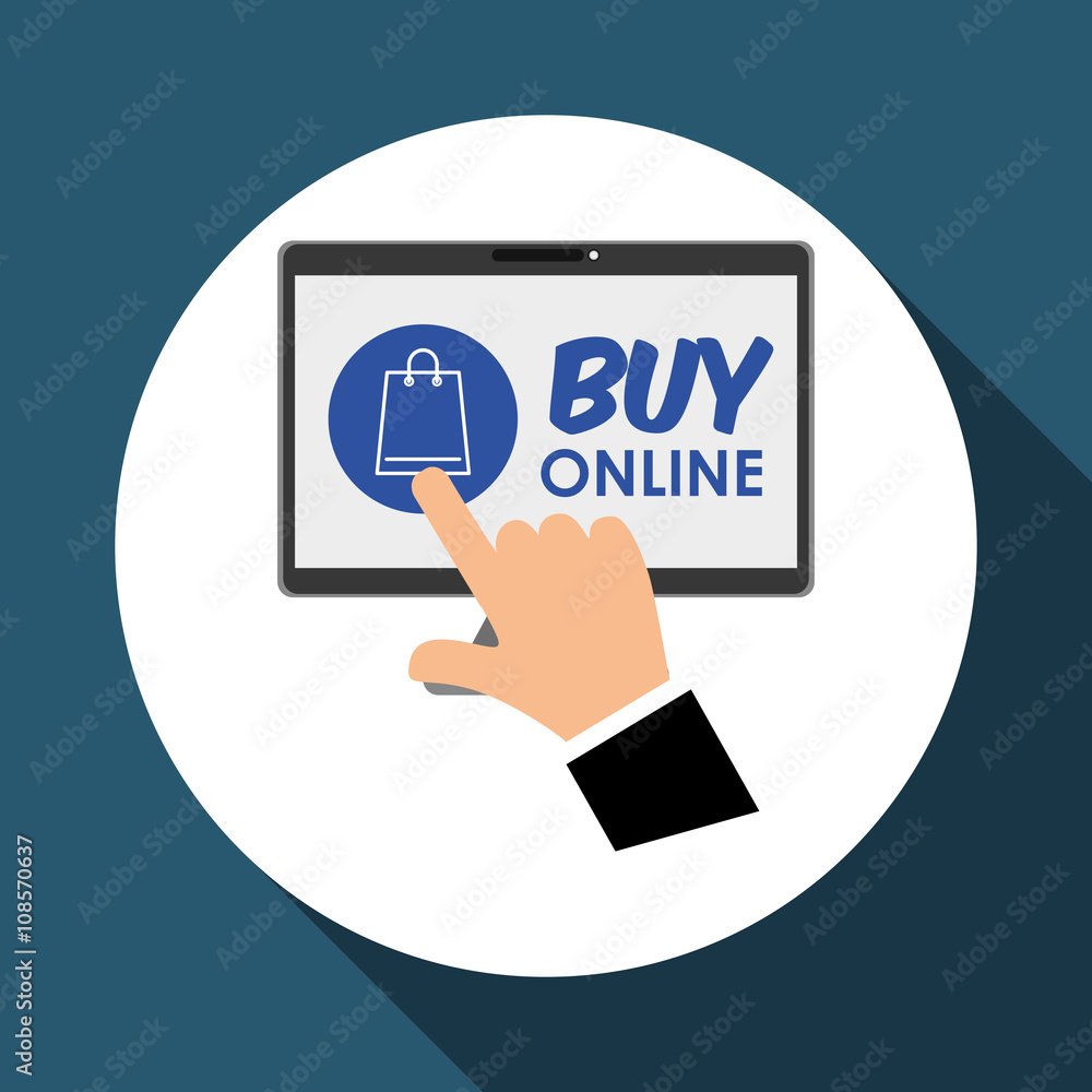 Buy online over white background, computer illustration Buy online over white background, computer illustration