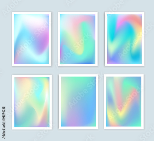 Bright holographic backgrounds 2 set for a different design. You can use a gift card, cover, book, printing, fashion. Modern style trends 80. surreal hipster images.