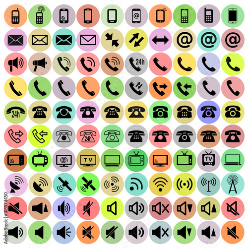 komunikacja zestaw 100 ikon