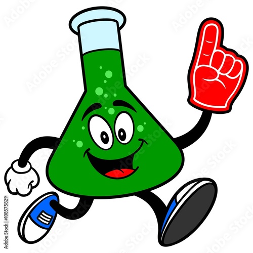 Chemistry Flask Running with a Foam Finger