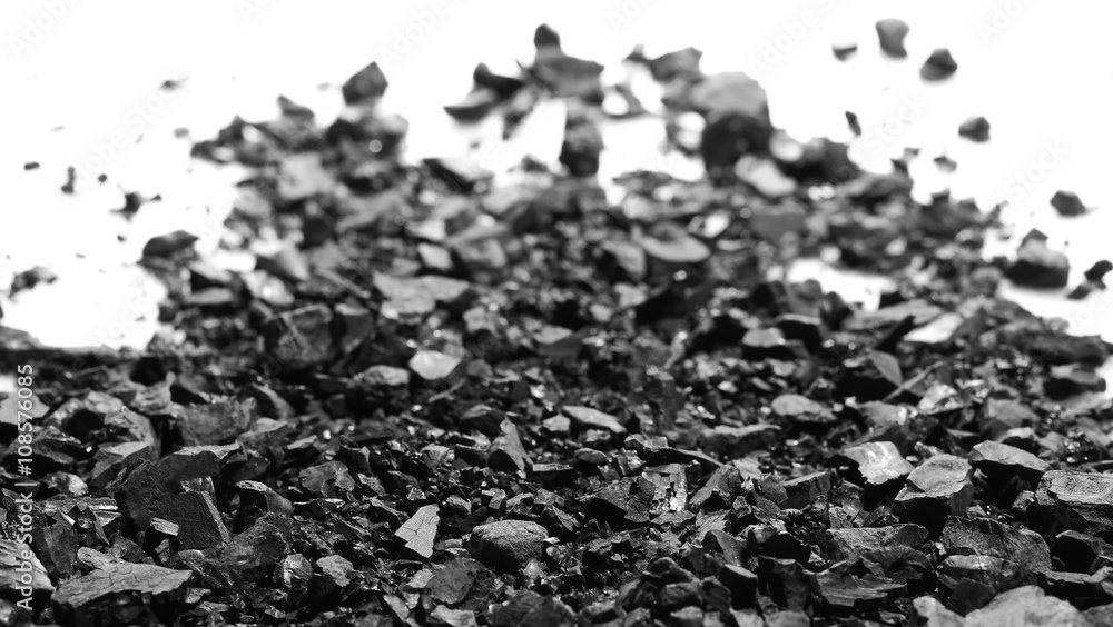 pile black coal isolated on white background pile black coal isolated on white background