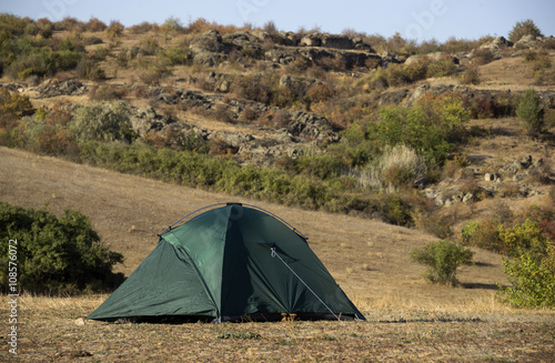 green tent at nature