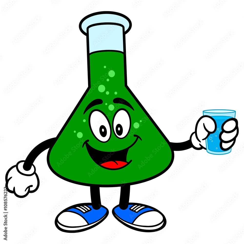 Obraz premium Chemistry Flask with a Cup of Water
