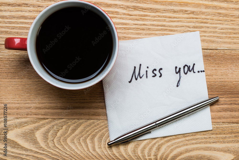Romantic message written on napkin Romantic message written on napkin