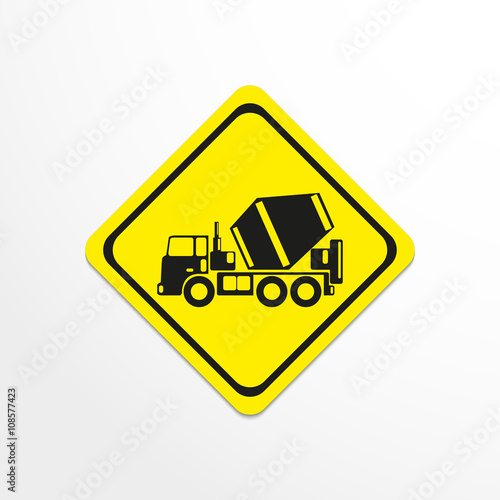 Truck concrete mixer. Vector icon.