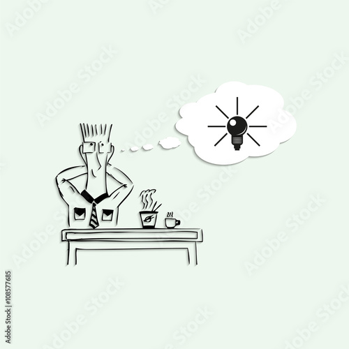 A good idea in a lunch break at work. Vector illustration.