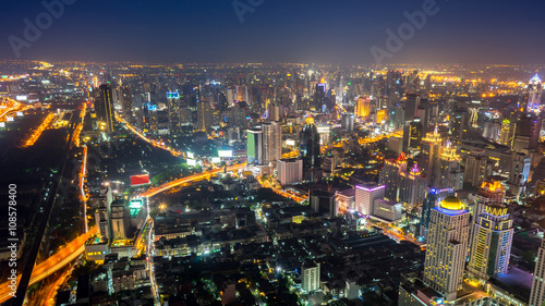 Cityscape of Bangkok city at night , Thailand. 
