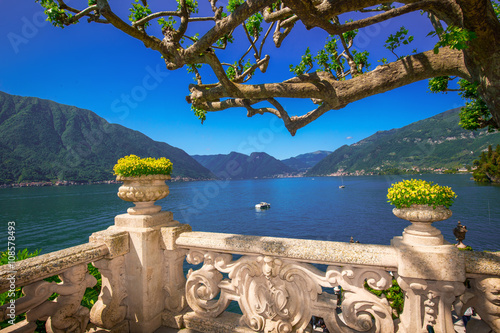 Beautiful view to lake Como from Villa Balbianello, Italy