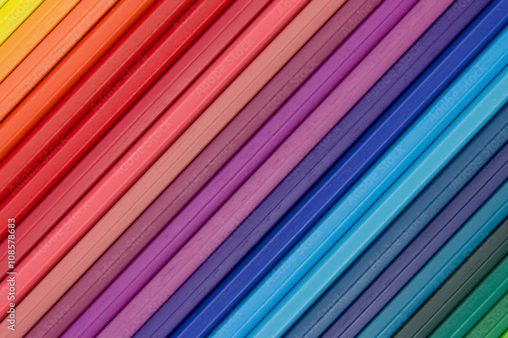 colorful color background, row of color pencils macro