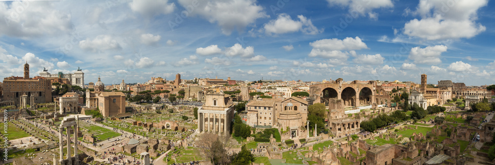 Panorama of the ruin field of the Forum Romanum