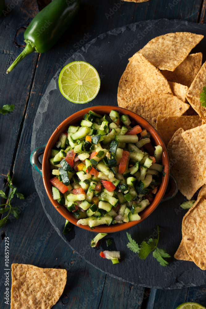 Raw Homemade Cucumber Pico De Gallo Salsa Raw Homemade Cucumber Pico De Gallo Salsa