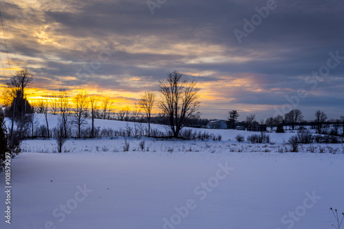 scenic rural winter sunset