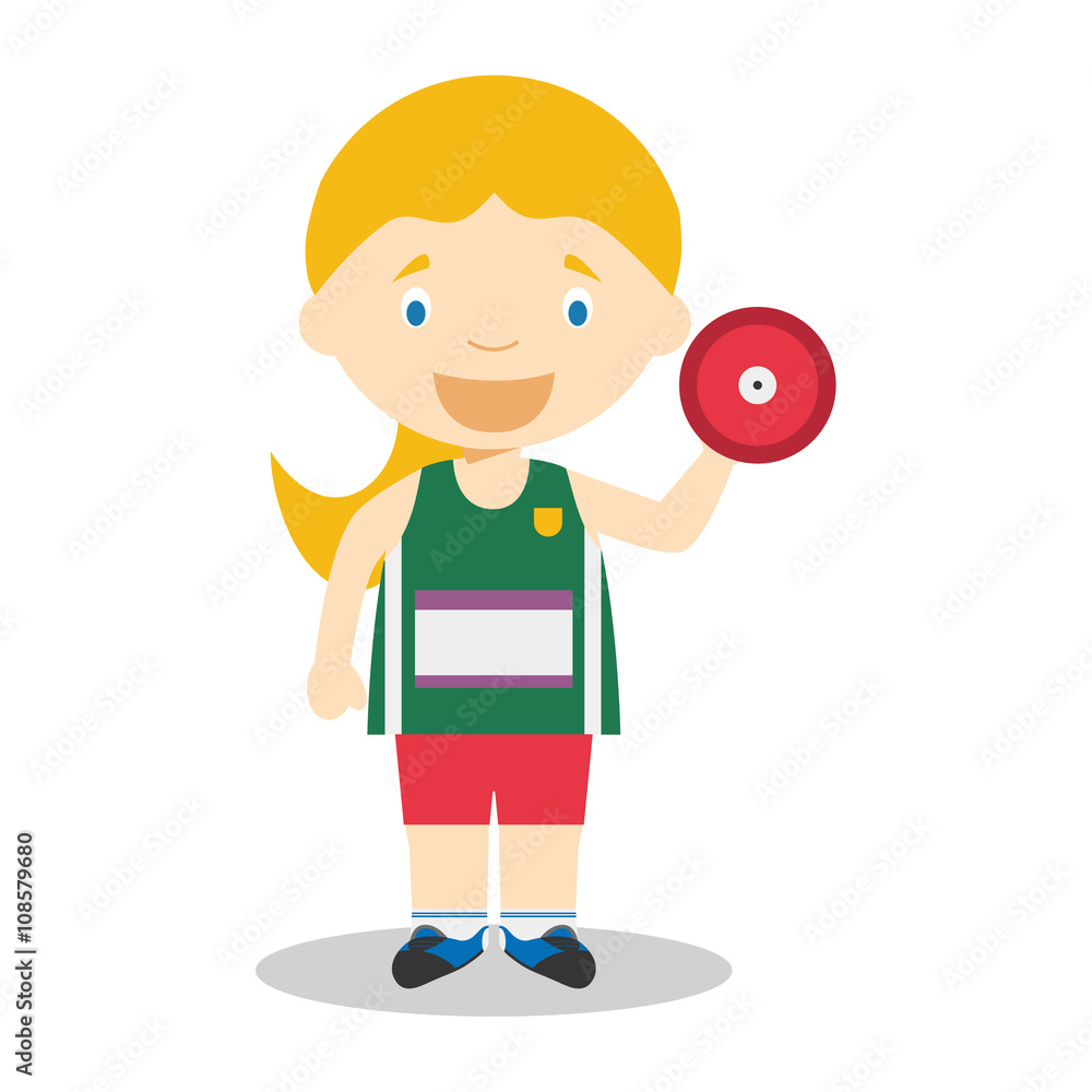 Sports cartoon vector illustrations: Discus Throw (female) Sports cartoon vector illustrations: Discus Throw (female)