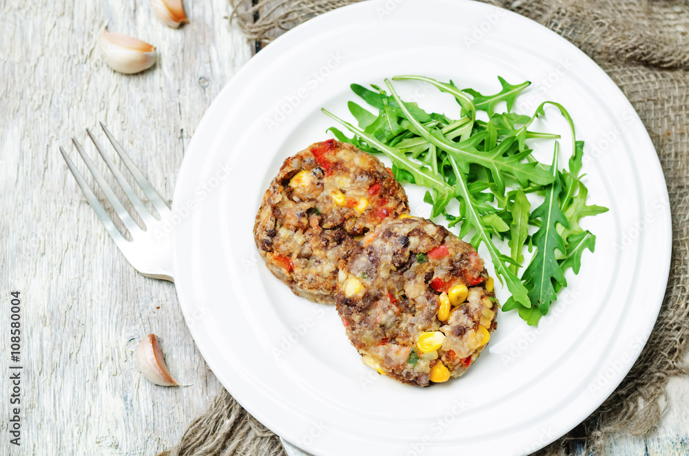 Fototapeta premium green lentils corn pepper fritters