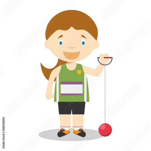 Sports cartoon vector illustrations: Hammer Throw (female)
