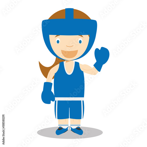 Sports cartoon vector illustrations: Boxing (female)