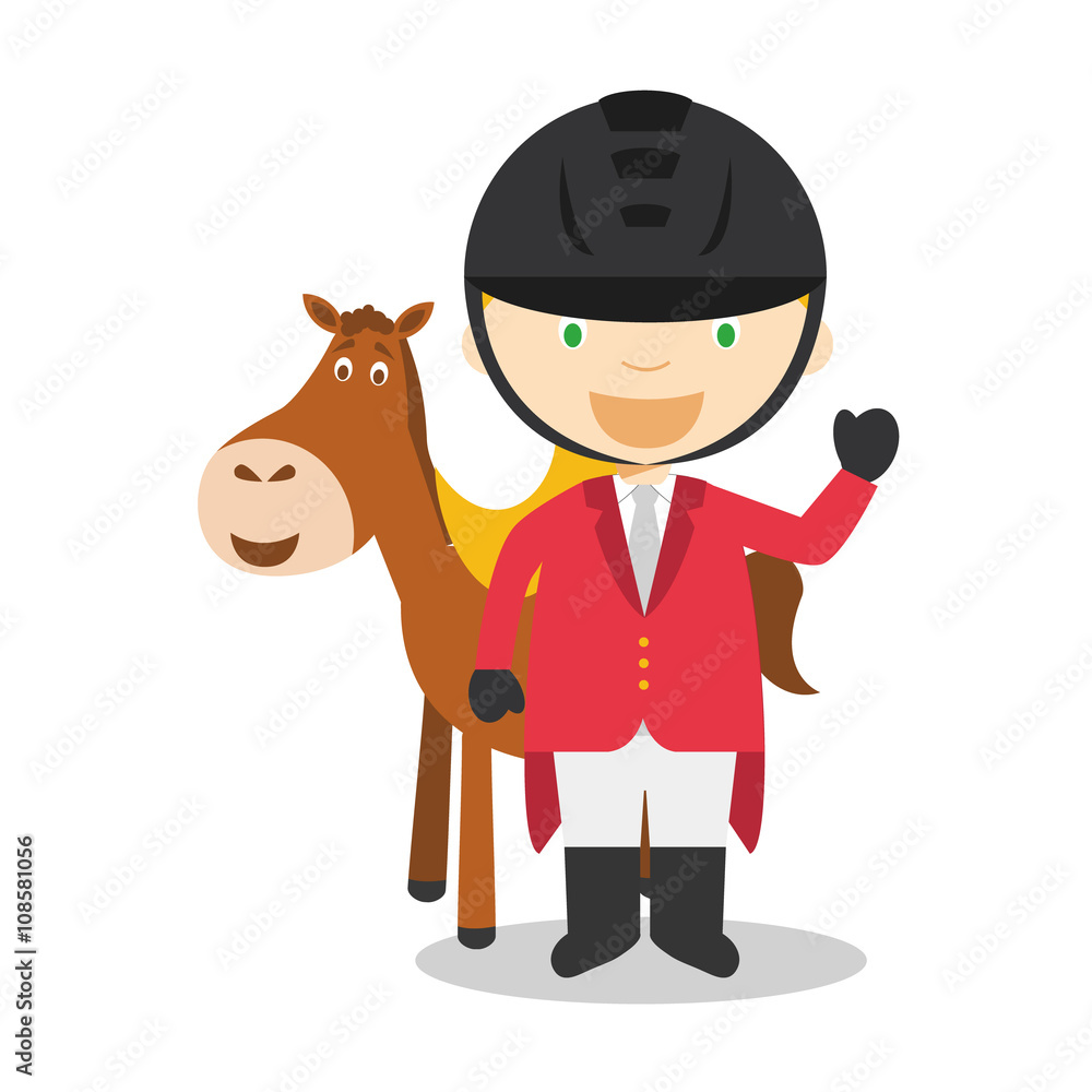 Sports cartoon vector illustrations: Equestrian Jumping (female) Sports cartoon vector illustrations: Equestrian Jumping (female)