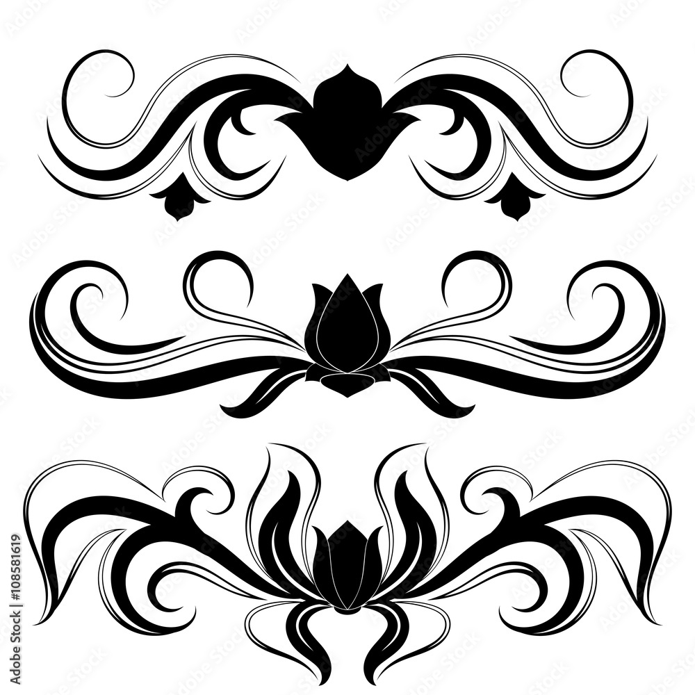 Beautiful floral illustration with swirls Beautiful floral illustration with swirls