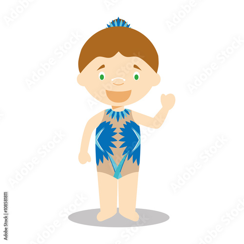 Sports cartoon vector illustrations: Synchronized Swimming