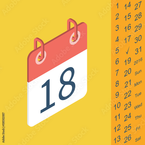 Calendar icon in isometric design style