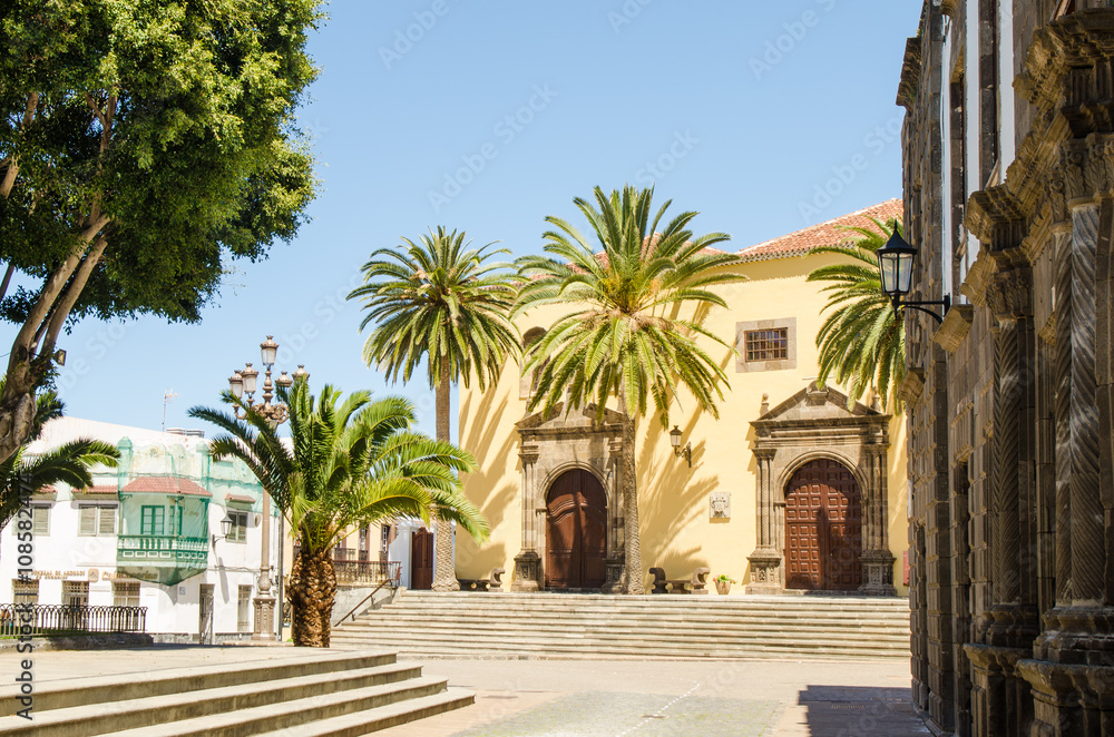 Main square in Garachico with monastery of San Francisco, Teneri Main square in Garachico with monastery of San Francisco, Teneri