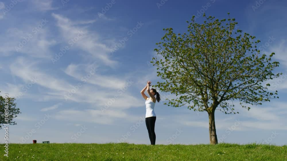 Young woman doing yoga poses, sun salutation and into upward facing dog Young woman doing yoga poses, sun salutation and into upward facing dog