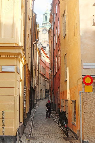 Stockholm  Sweden - April  4  2016  street in old town of Stockholm  Sweden