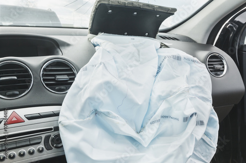 Car Crash air bag, blue,  inscription airbag 