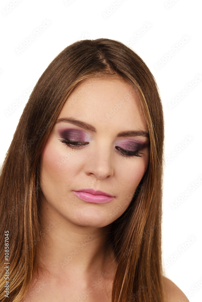 Woman gorgeous girl long hair face makeup Woman gorgeous girl long hair face makeup