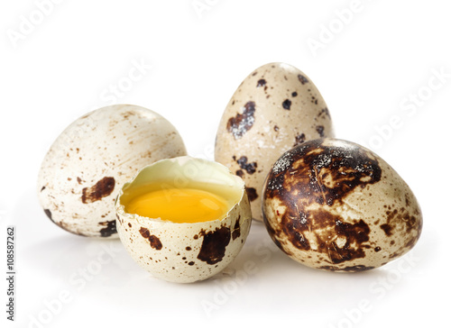 Fotografia quail eggs isolated on white