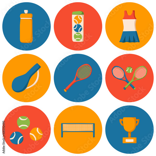Vector cartoon tennis icons