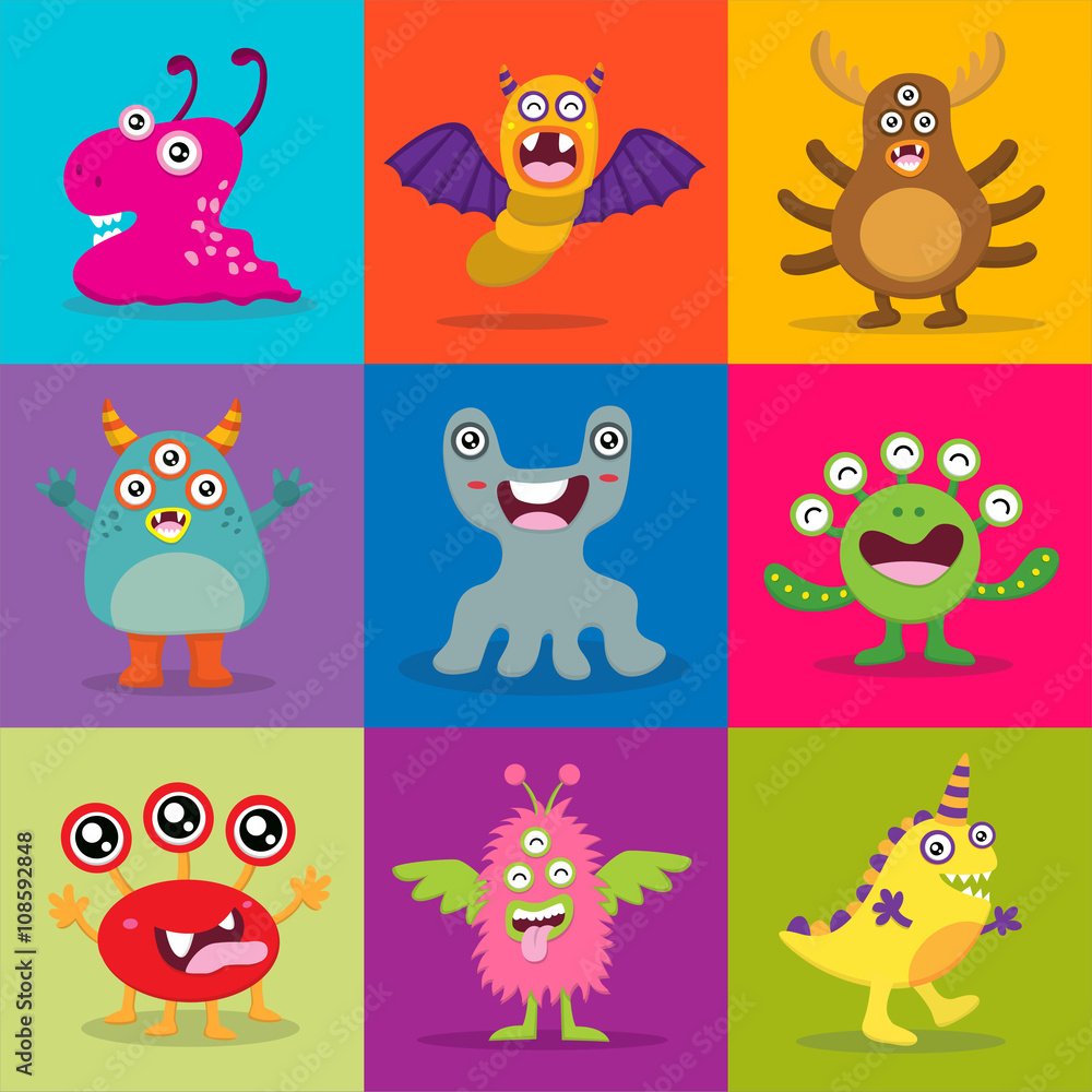 Fototapeta premium Cute Monster Seamless