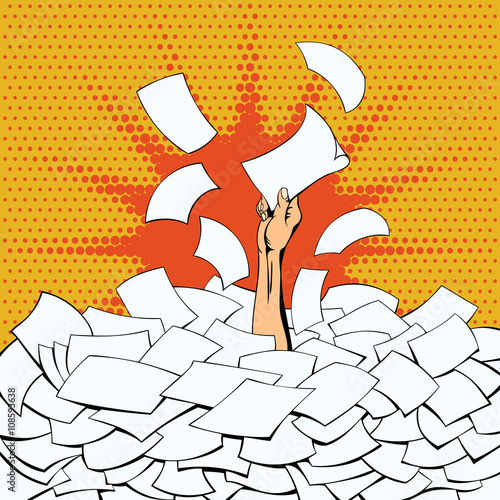 Office worker overwhelmed with work