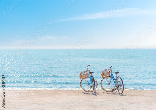 Bike on the seaside,Two bicycle on the beach