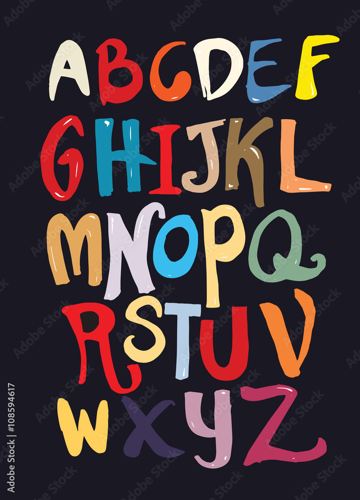 Fototapeta Hand drawn alphabet letters