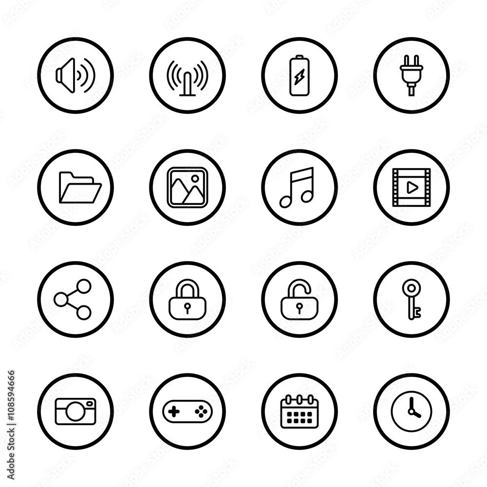 black line web icon set with circle frame for web design, user interface (UI), infographic and mobile application (apps) black line web icon set with circle frame for web design, user interface (UI), infographic and mobile application (apps)