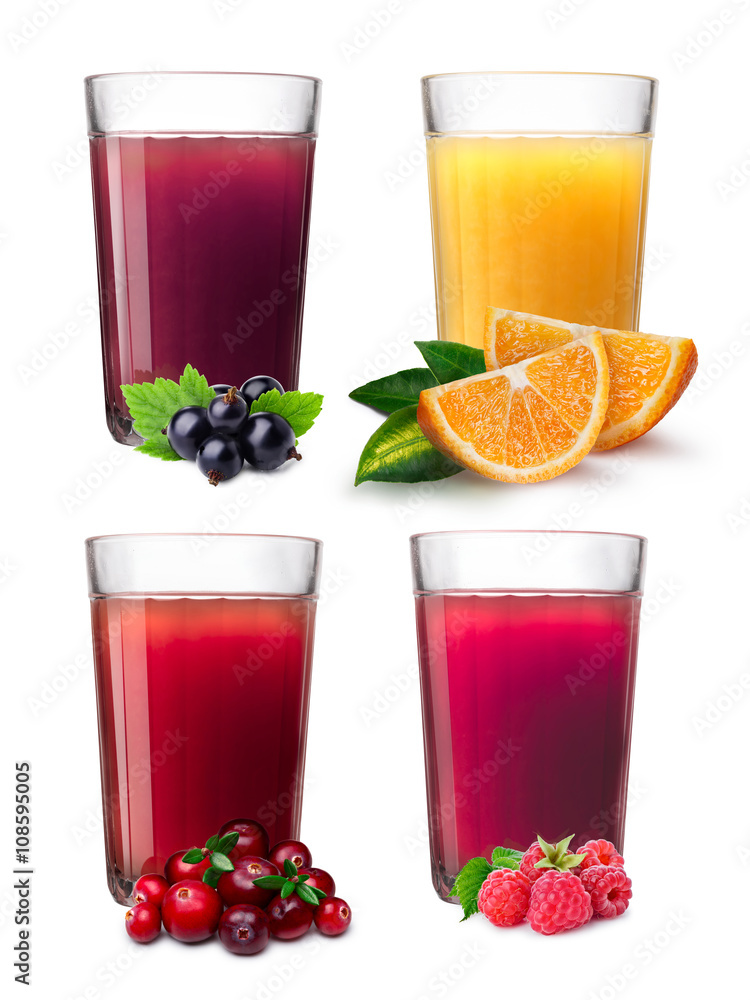 Glasses with smoothies and juice Glasses with smoothies and juice