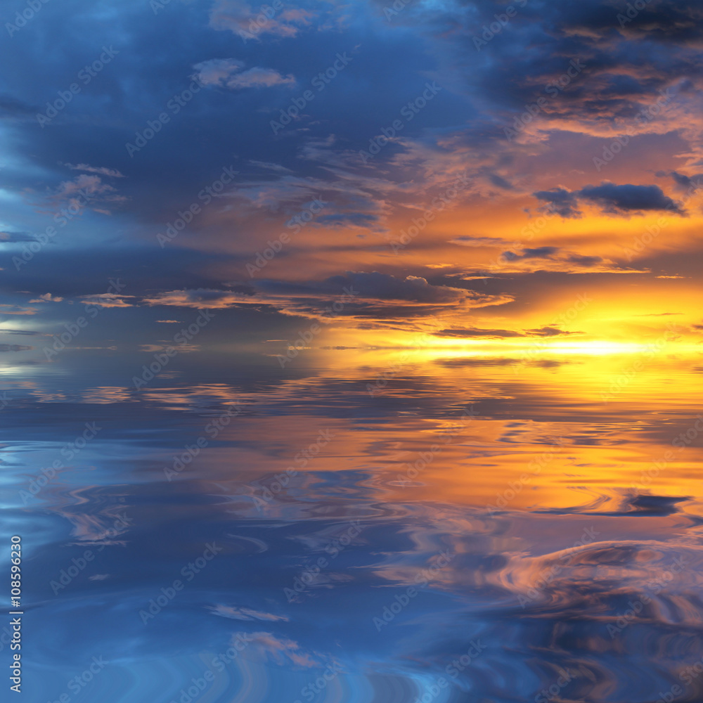 Natural background of the colorful sky and beautiful water reflection, During the time sunrise and sunset